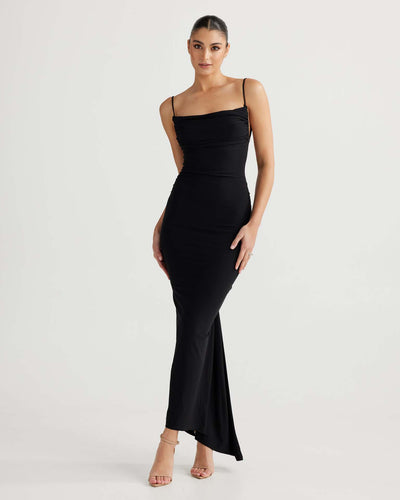 Robe Longue Femme Plissée avec Dos Nu et Bretelles Fines