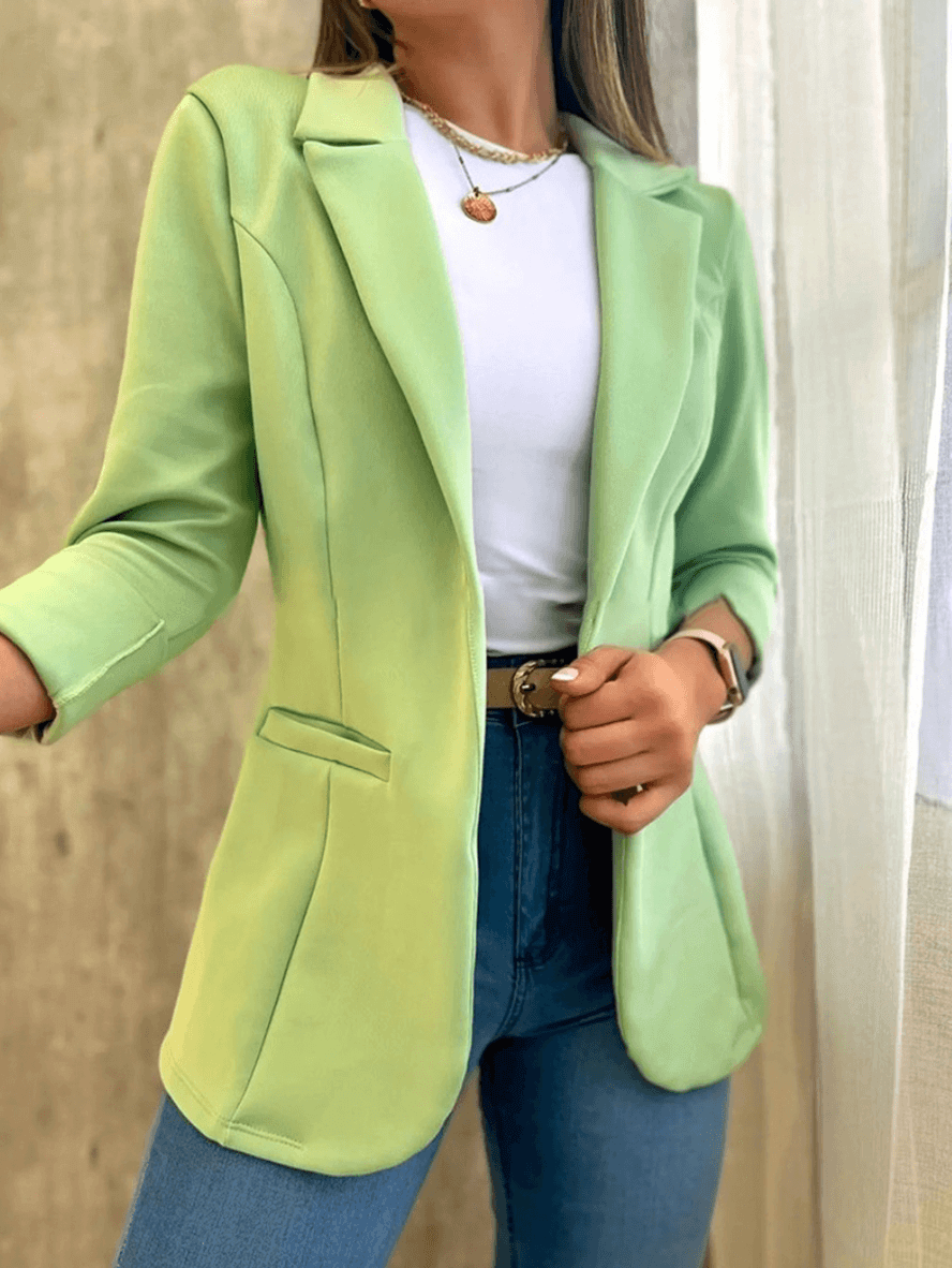 Femme Blazer Manches Longues col Revers Ouvert avec Poches