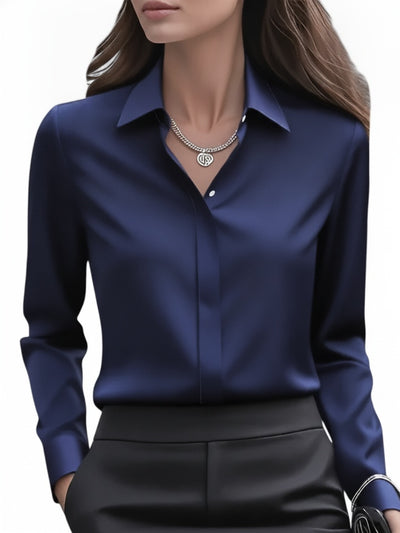 Femme Blouse Manches Longues col Classique et Fermeture Boutonnée Dissimulée