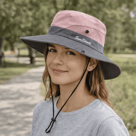 Femme Chapeau de Soleil à Large Bord avec Cordon Réglable
