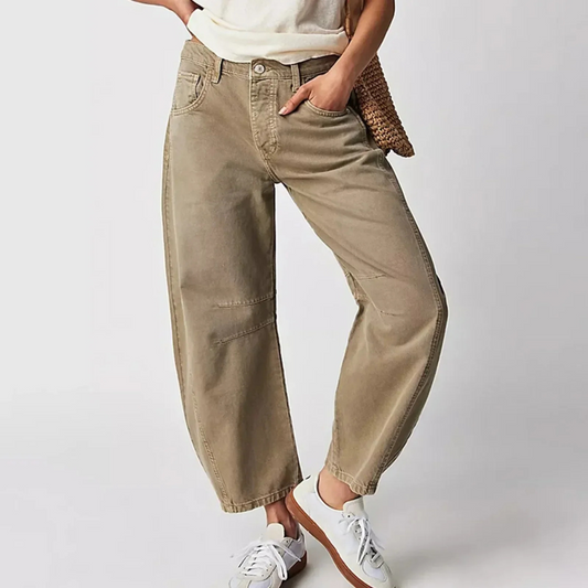 Femme Jean Large Taille Basse Barrel Fit avec Surpiqûres
