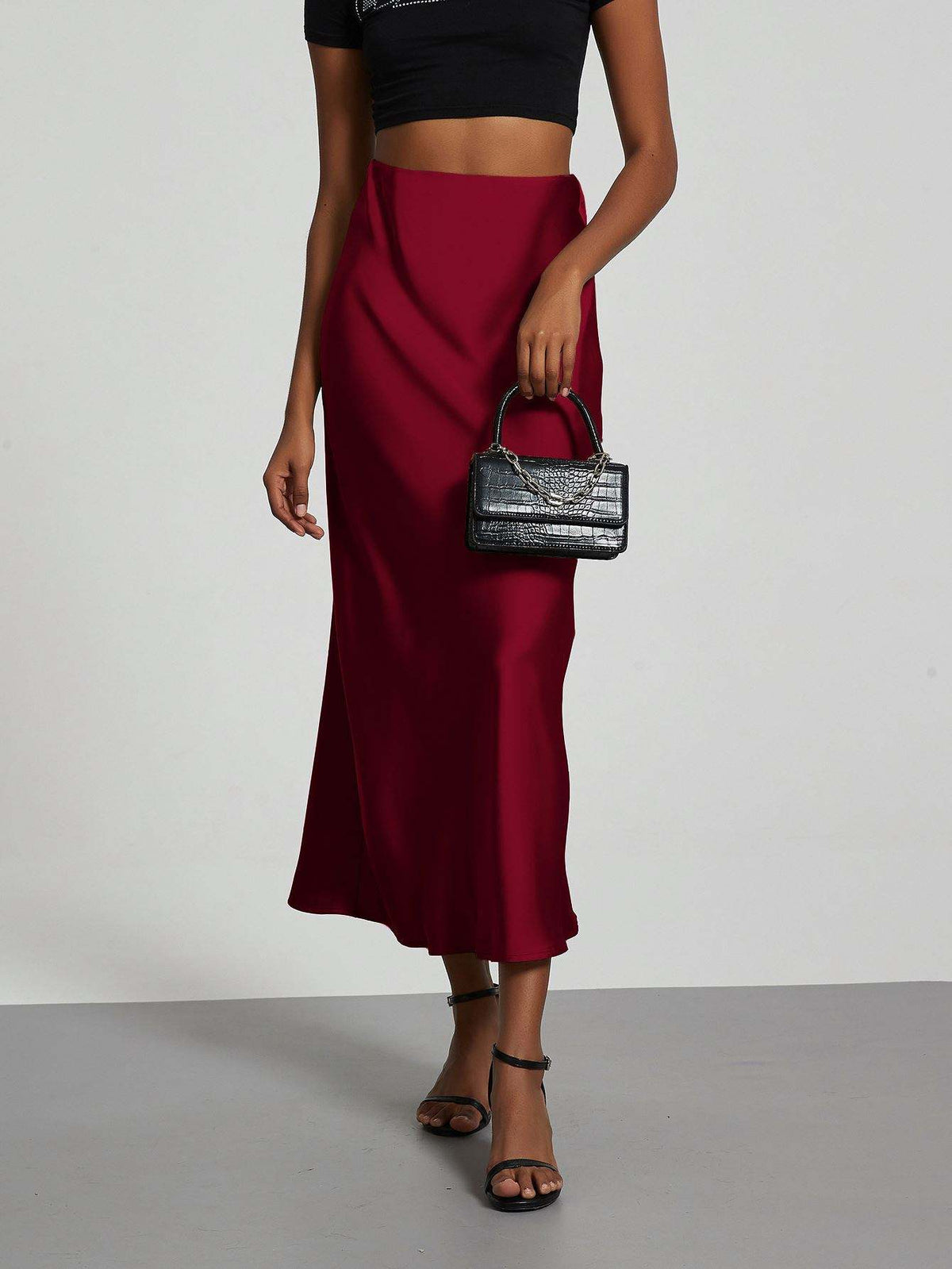 Femme Jupe Longue Taille Haute