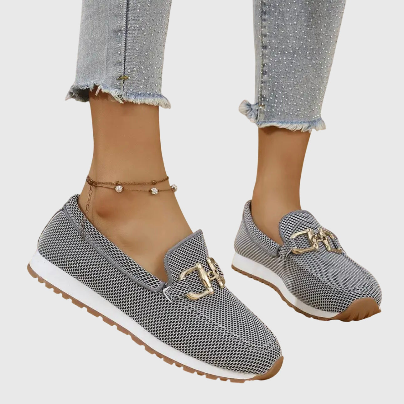 Femme Loafers à Enfiler avec Détail Doré et Semelle Plateforme