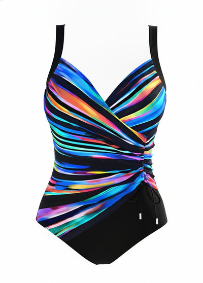 Femme Maillot de Bain Une Pièce avec Col Croisé et Fronces Latérales