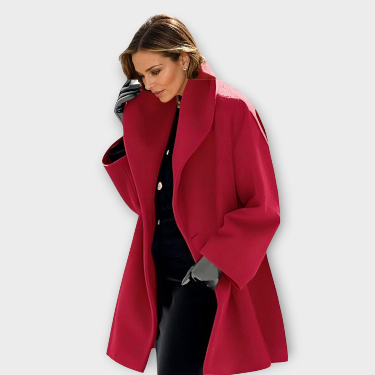 Femme Manteau Oversize à Col Châle et Poches Latérales
