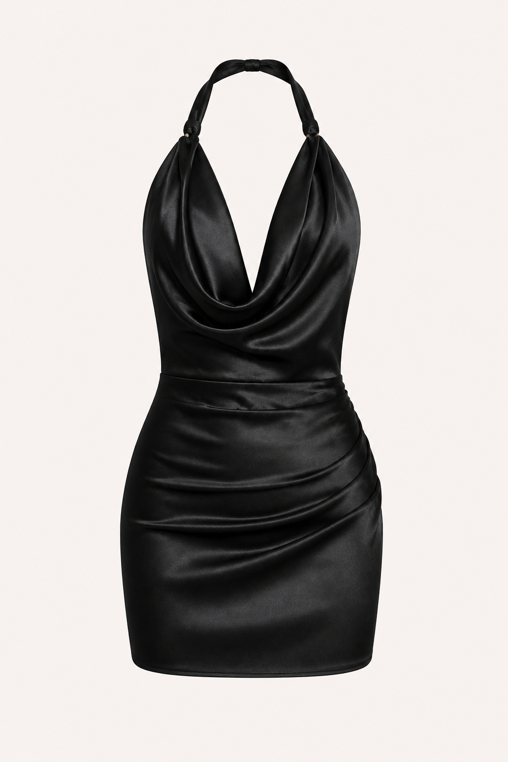 Femme Mini Robe de Soirée à Col Bénitier et Dos Nu avec Bretelles Halter