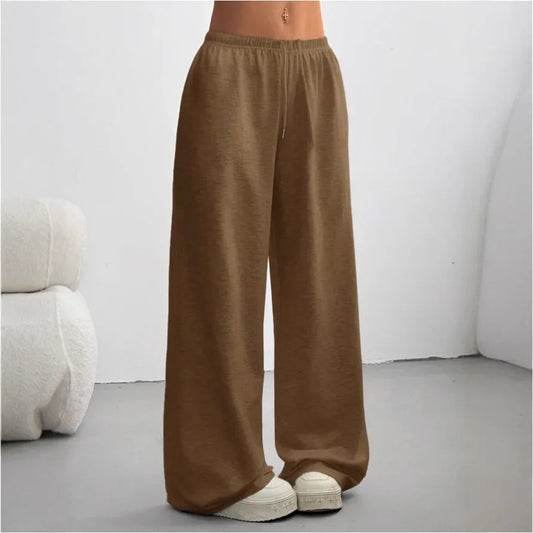 Femme Pantalon de Jogging Large Taille Élastique avec Cordon