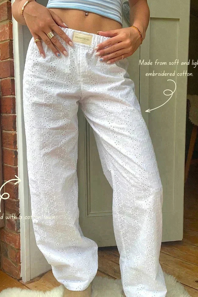 Femme Pantalon Large à Rayures avec Taille Élastique