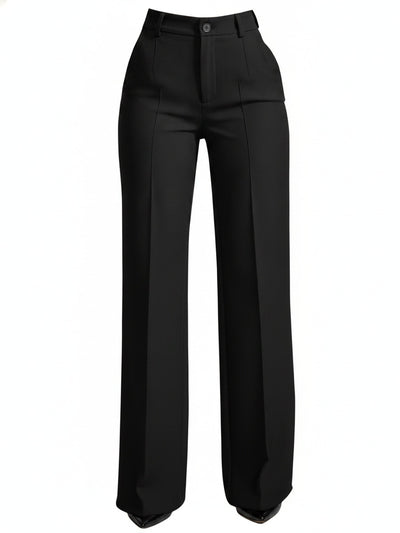 Femme Pantalon Large Taille Haute à Jambe Droite