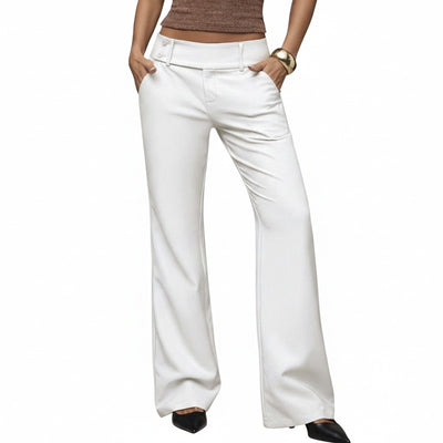 Femme Pantalon Taille Haute Évasé à Jambe Large