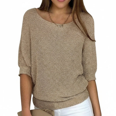 Femme Pull-over Manches Trois-quarts col Rond Oversize