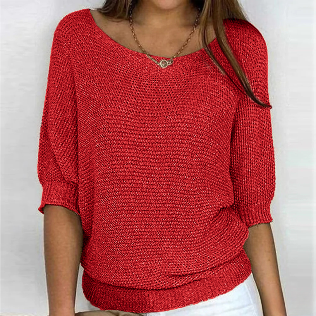 Femme Pull-over Manches Trois-quarts col Rond Oversize