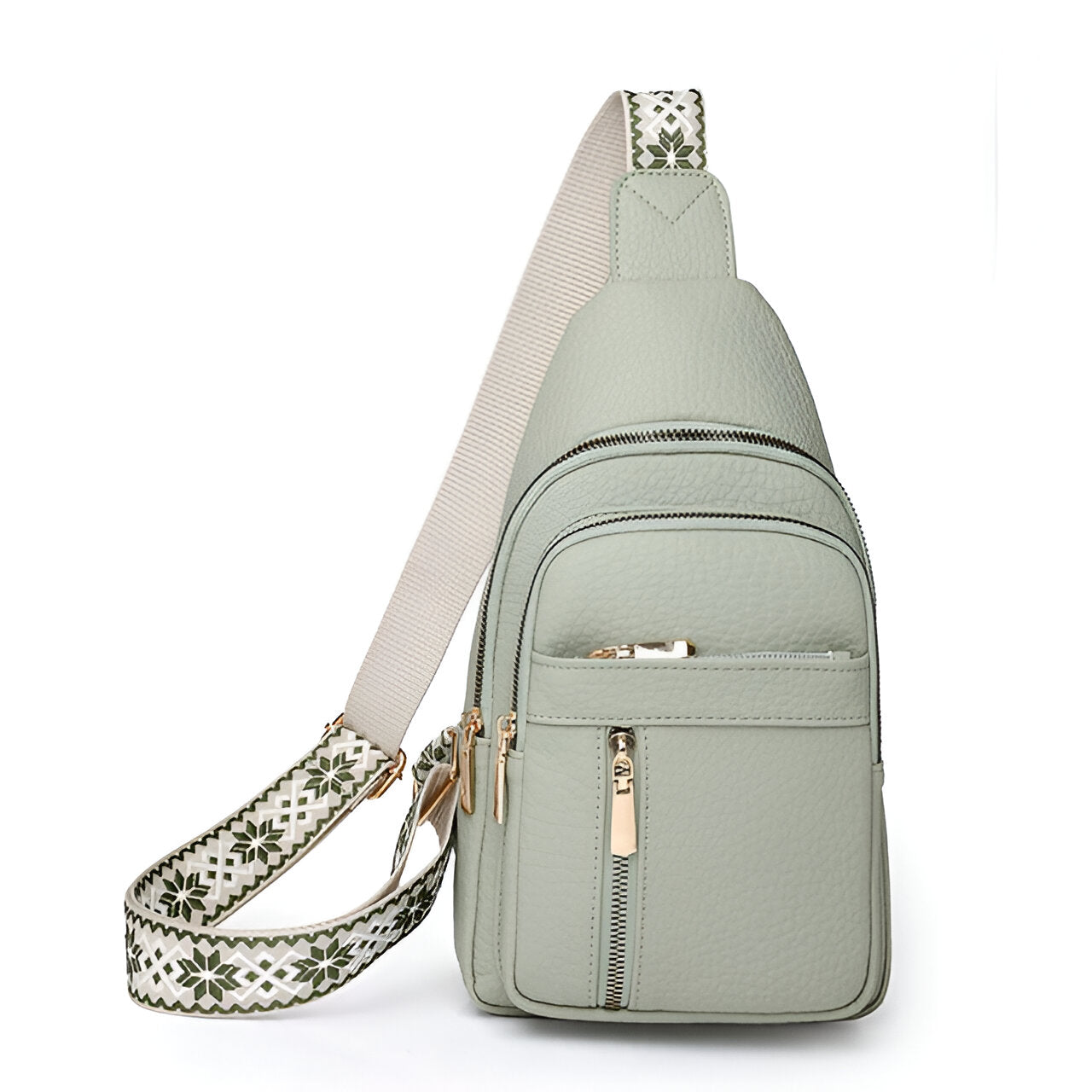 Femme Sac Bandoulière en Imitation Cuir avec Bretelle Bohème et Fermetures Éclairs Dorées