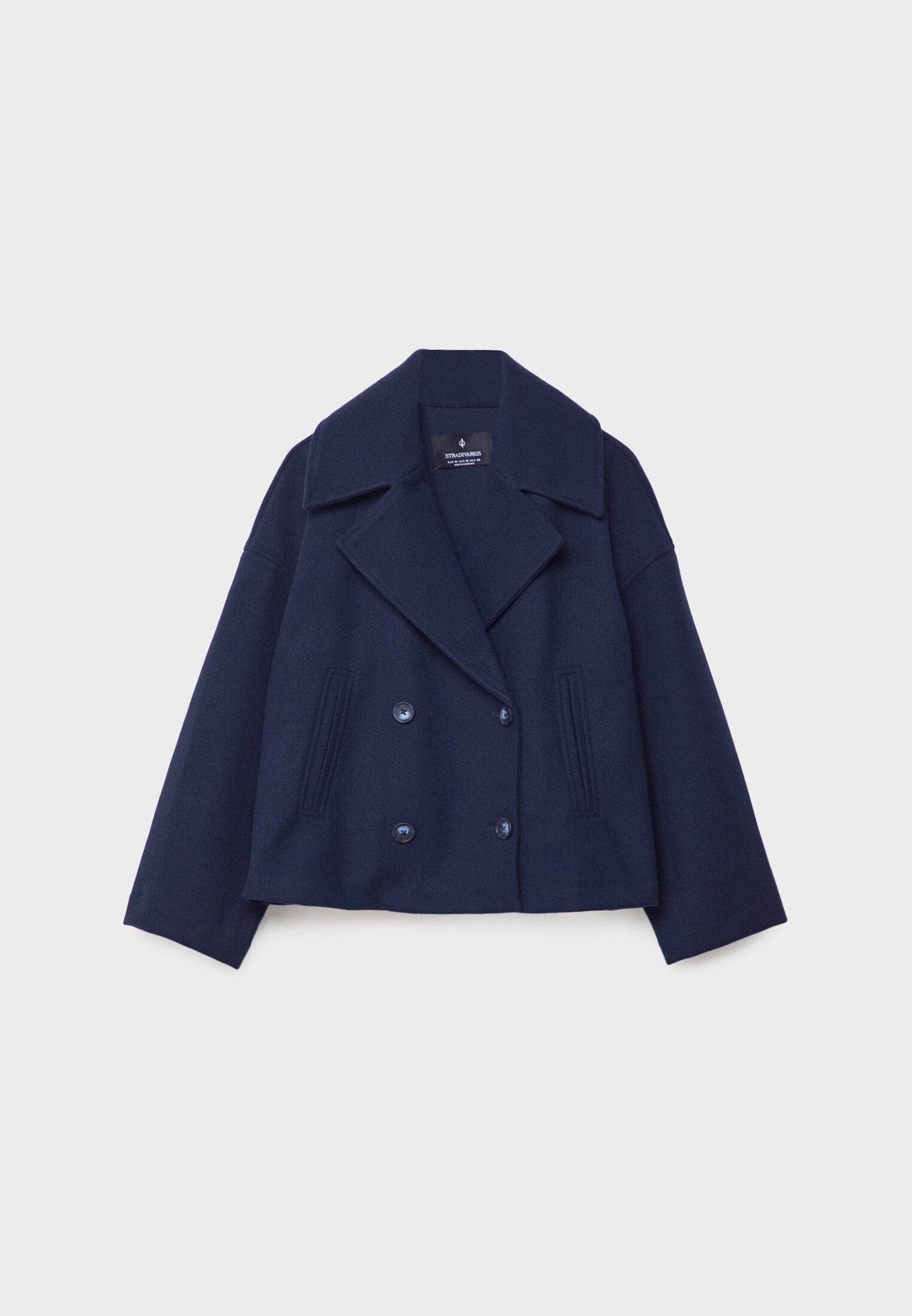 Femme Veste Courte Croisée à Double Boutonnage et Col Revers Oversize