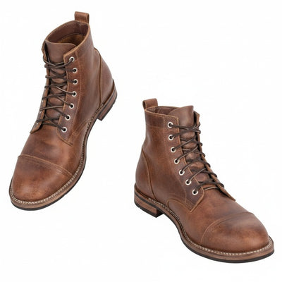 Homme Bottines à Lacets Style Vintage avec Bout Renforcé