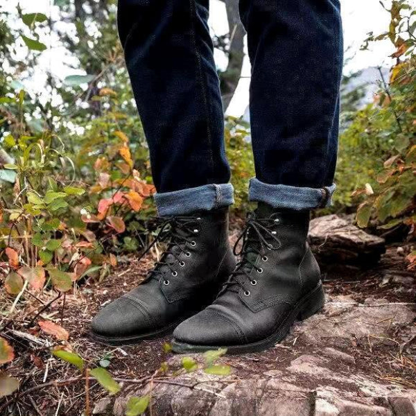 Homme Bottines à Lacets Style Vintage avec Bout Renforcé