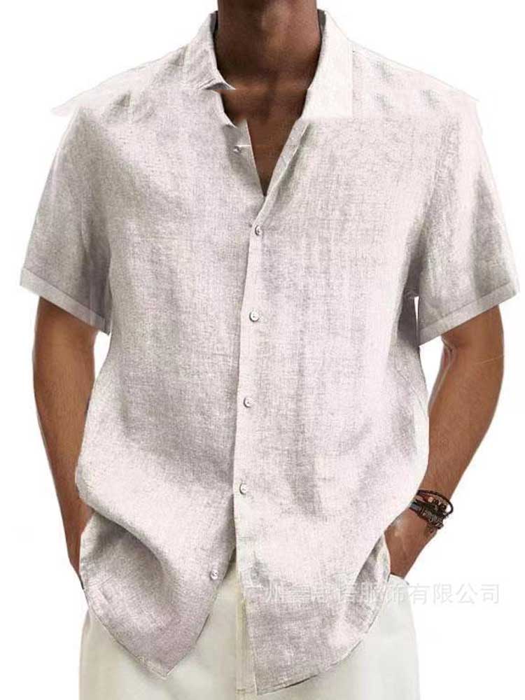 Homme Chemise Manches Courtes à Col Classique et Boutonnage