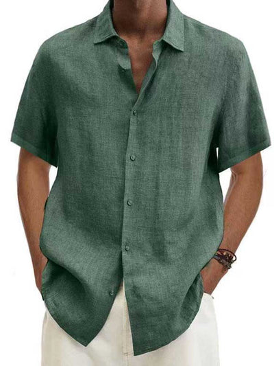 Homme Chemise Manches Courtes à Col Classique et Boutonnage