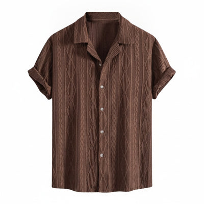 Homme Chemise Manches Courtes à Motif Texturé et Col Classique
