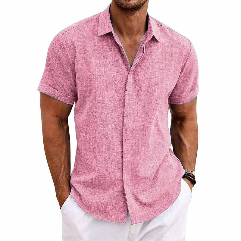 Homme Chemise Manches Courtes avec Col Classique et Boutonnage