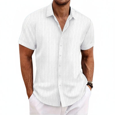 Homme Chemise Manches Courtes avec Col Classique et Boutonnière