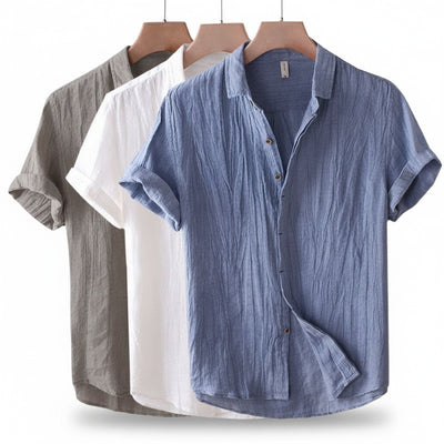 Homme Chemise Manches Courtes avec Col Classique et Boutons