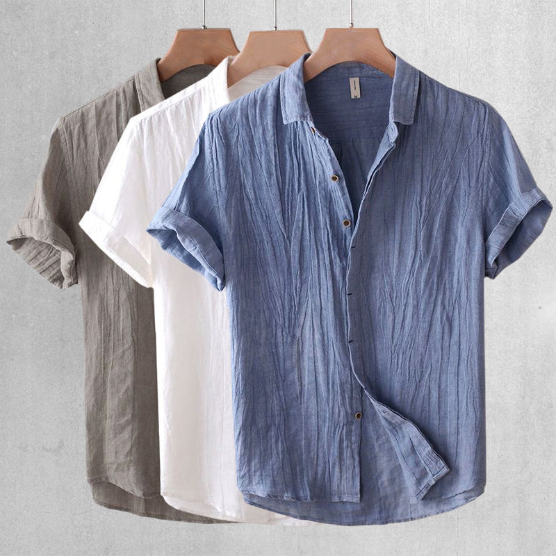 Homme Chemise Manches Courtes avec Col Classique et Boutons
