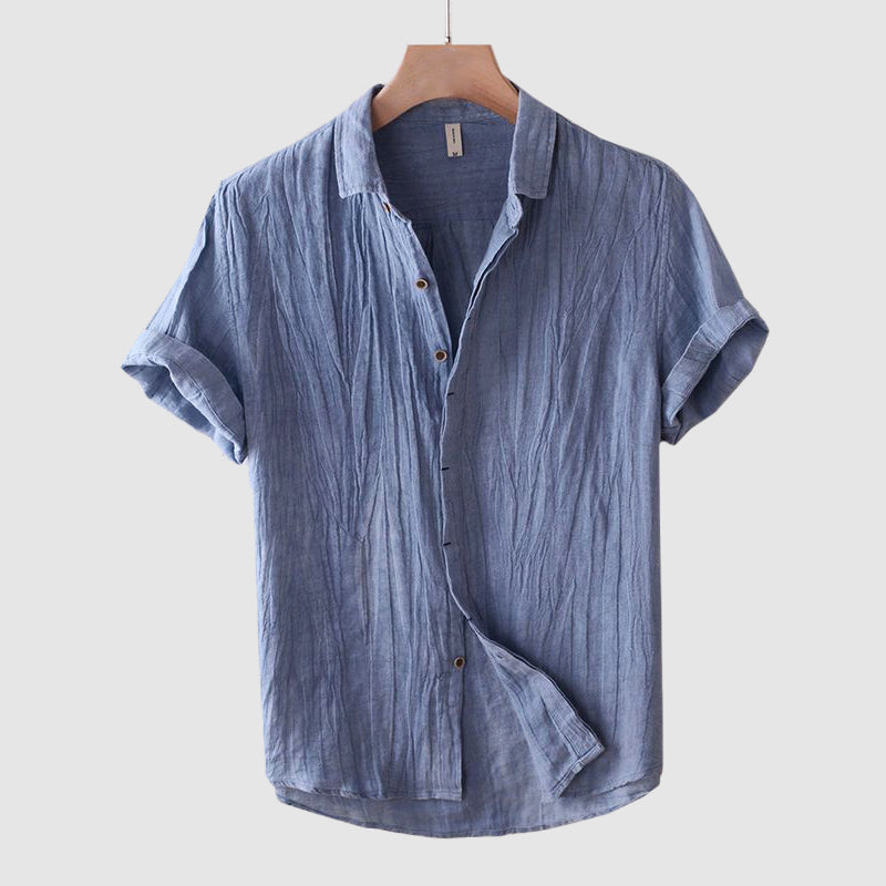 Homme Chemise Manches Courtes avec Col Classique et Boutons