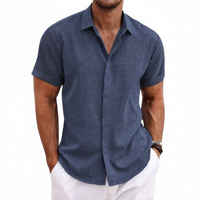Homme Chemise Manches Courtes Regular Fit avec Col Classique et Ourlet Droit