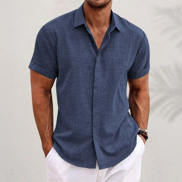 Homme Chemise Manches Courtes Regular Fit avec Col Classique et Ourlet Droit
