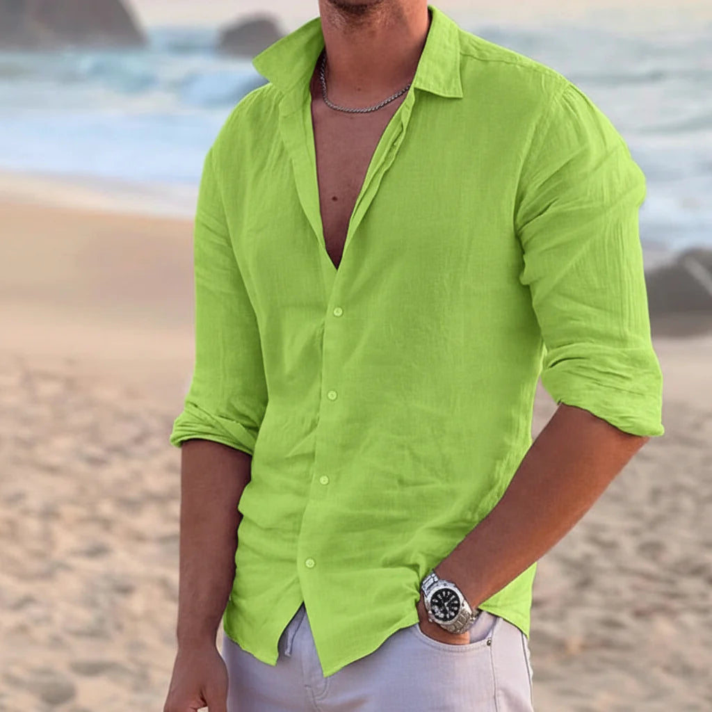 Homme Chemise Manches Longues à Col Classique et Boutons Regular Fit