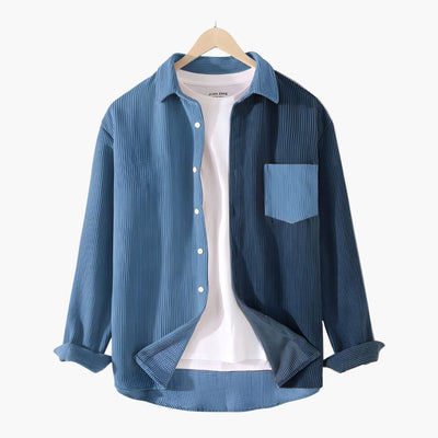 Homme Chemise Manches Longues à Col Classique et Poche Poitrine