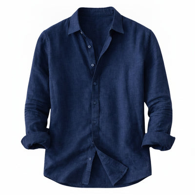 Homme Chemise Manches Longues avec Col Chemisier et Coupe Décontractée