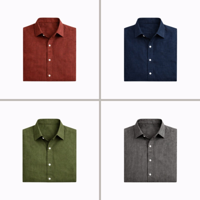 Homme Chemise Manches Longues avec Col Classique et Boutons