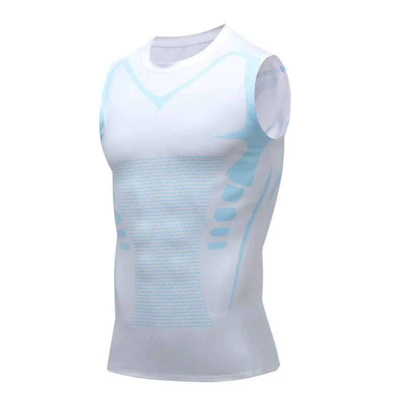 Homme Débardeur de Compression Slim Fit avec Col Rond