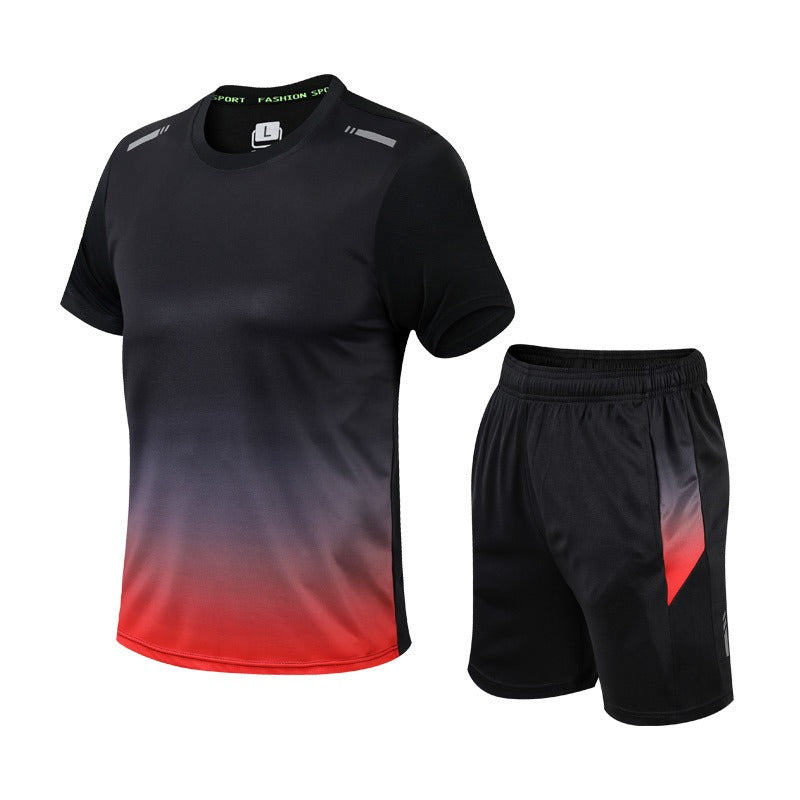 Homme Ensemble Sportif T-Shirt Manches Courtes et Short avec Ceinture Élastique