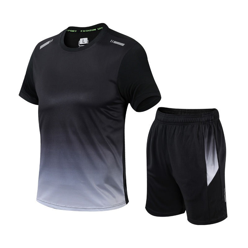Homme Ensemble Sportif T-Shirt Manches Courtes et Short avec Ceinture Élastique