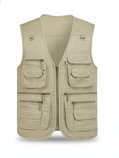 Homme Gilet Multi-Poches Outdoor sans Manches avec Fermeture Éclair