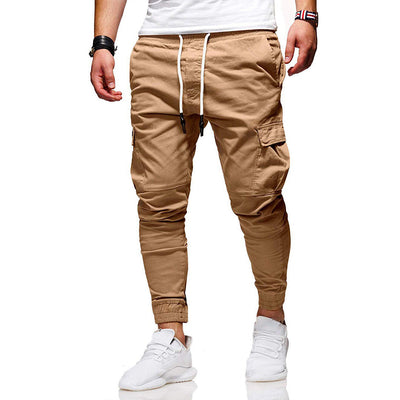 Homme Pantalon Cargo Jogger Slim avec Poches Latérales et Chevilles Élastiquées