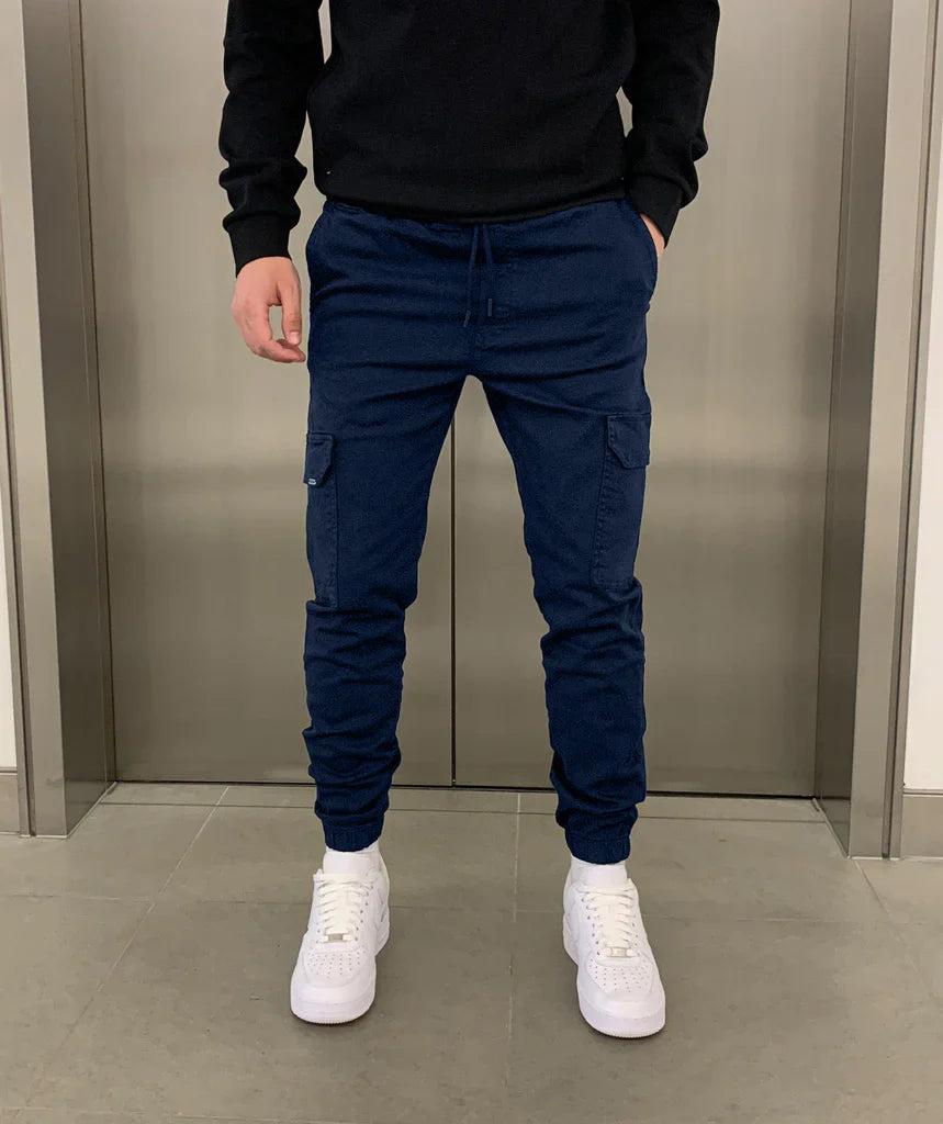 Homme Pantalon Cargo Jogger Slim avec Poches Latérales et Cordon