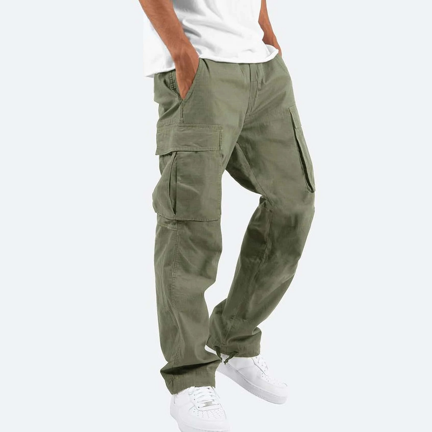 Homme Pantalon Cargo Longue Coupe Décontractée avec Poches Latérales