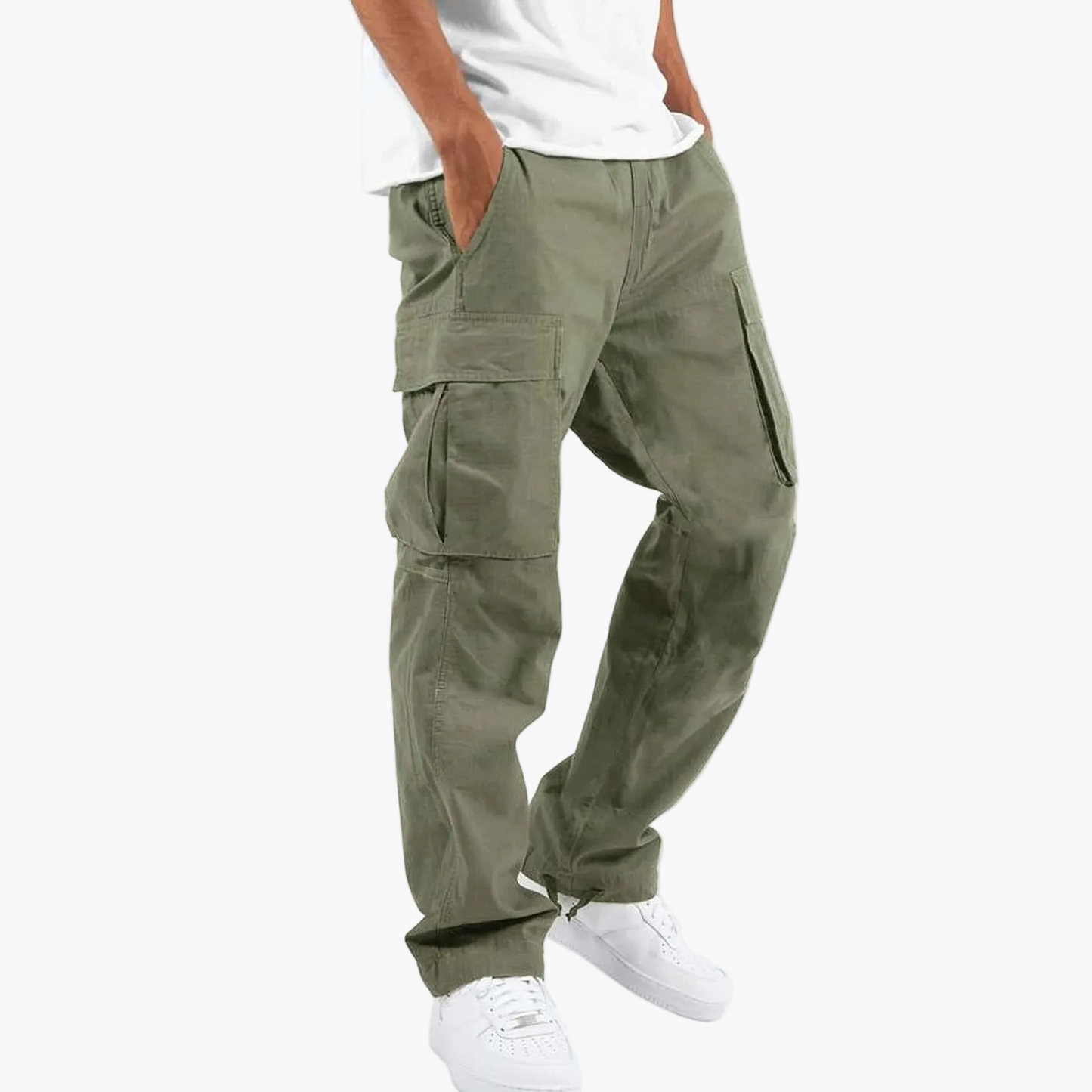 Homme Pantalon Cargo Relaxed Fit avec Poches Latérales