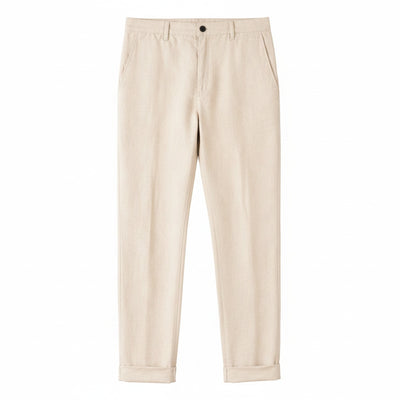 Homme Pantalon Chino Taille Haute avec Revers et Coupe Droite Décontractée