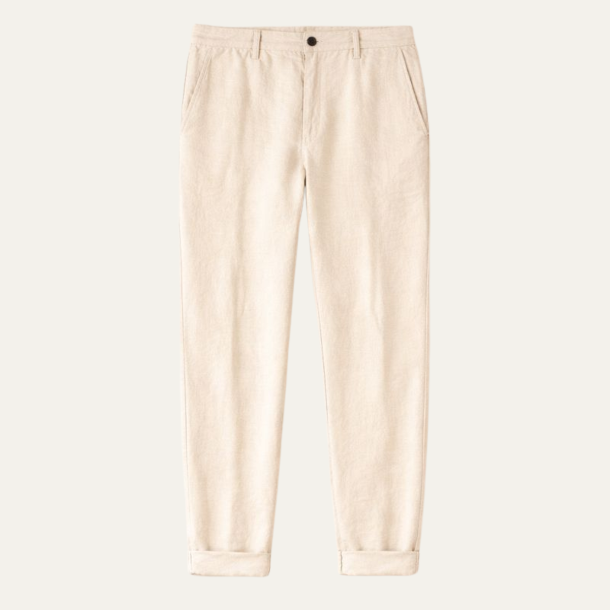 Homme Pantalon Chino Taille Haute avec Revers et Coupe Droite Décontractée