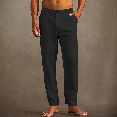 Homme Pantalon Décontracté Coupe Droite avec Poches
