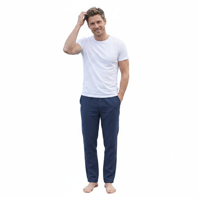 Homme Pantalon Long Décontracté avec Cordon de Serrage et Poches Latérales