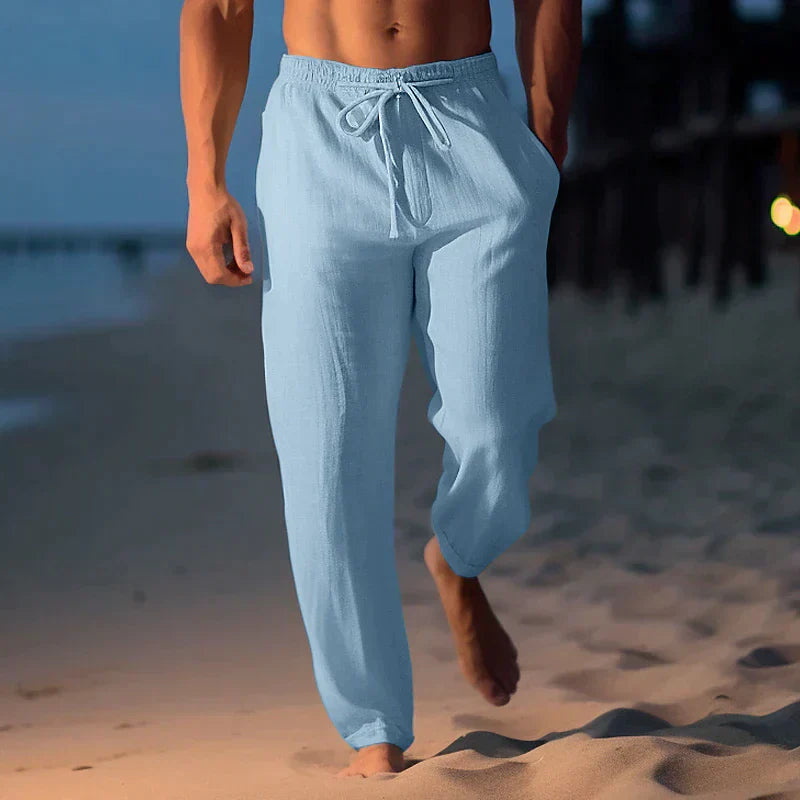 Homme Pantalon Long Décontracté avec Cordon de Serrage et Poches Latérales