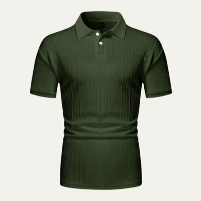 Homme Polo Manches Courtes avec Col Boutonné et Motif Texturé