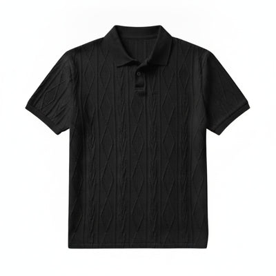 Homme Polo Manches Courtes avec Motif Texturé et Col Boutonné