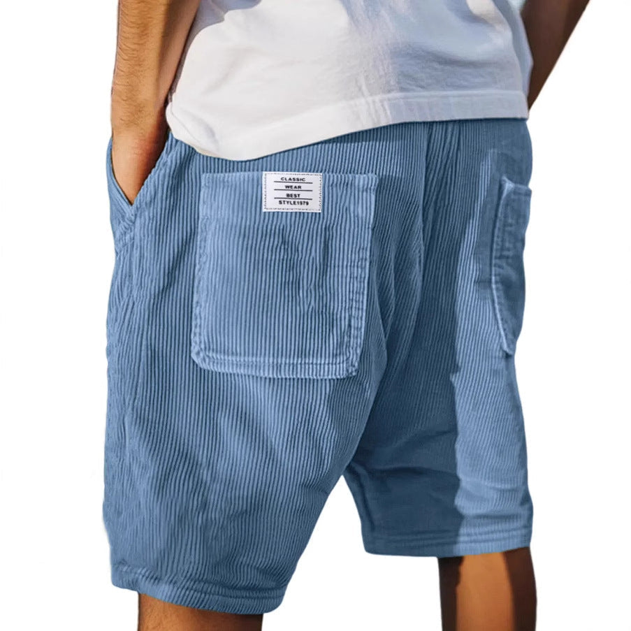Homme Short à Ceinture Élastique avec Poches Utilitaires et Texture Côtelée